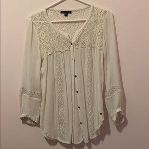 american eagle cream button down blouse
